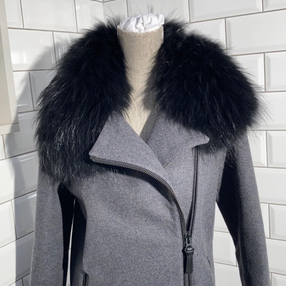 Mackage Wool Grey Coat Fur Collar